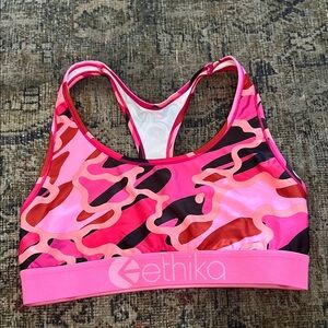 Ethika Vibrant Pink Camo Sport Bra Size M